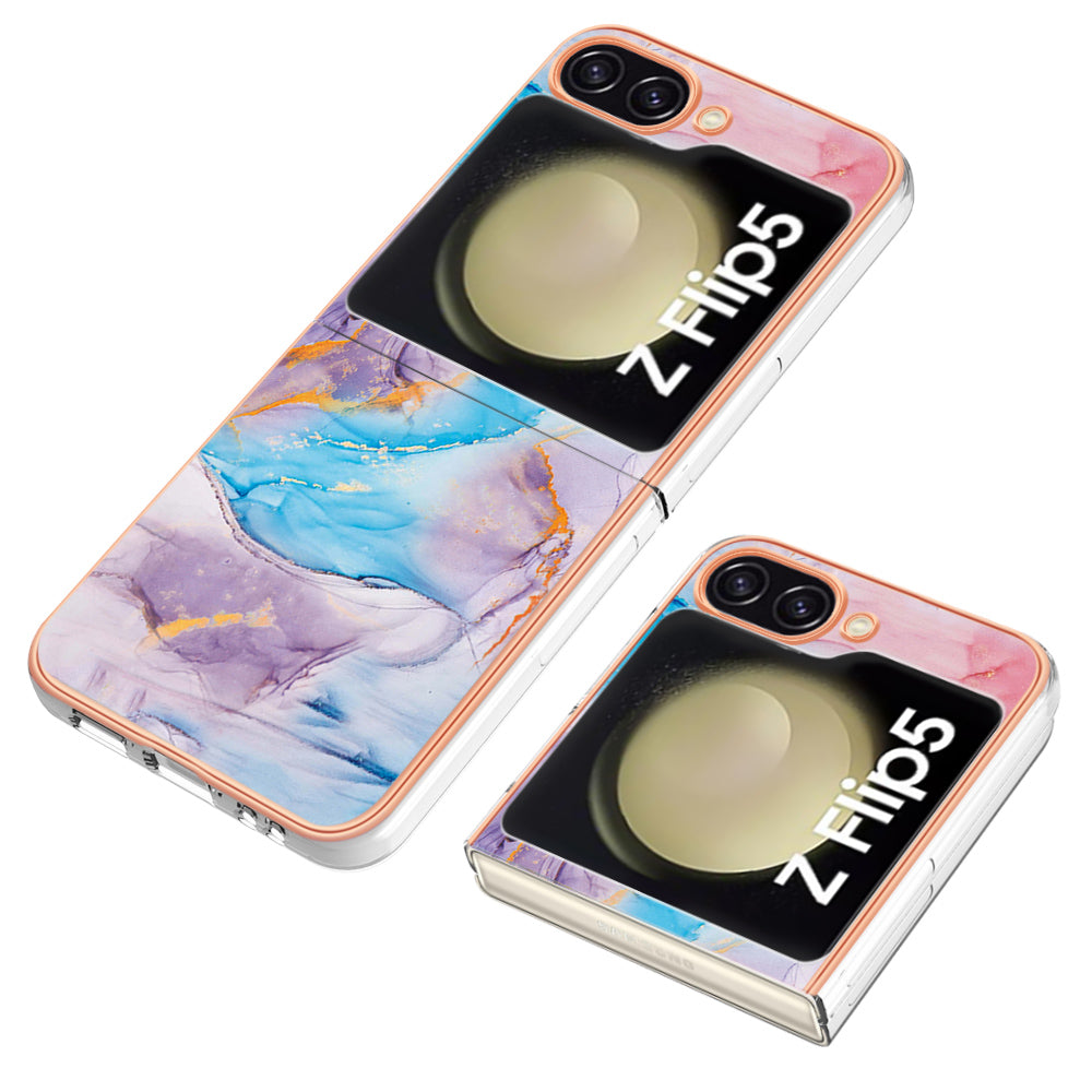 YB IMD Series-1 For Samsung Galaxy Z Flip5 5G TPU Phone Case IMD Marble Floral Pattern Electroplating Cover YB IMD Series-1 For Samsung Galaxy Z Flip5 5G TPU Phone Case IMD Marble Floral Pattern Electroplating Cover